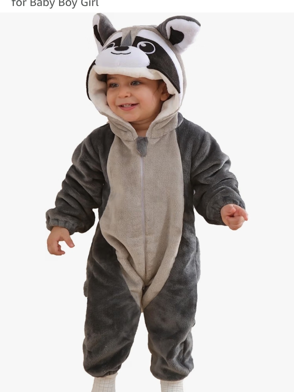Toddler Unisex Raccoon Costume Hooded Zip Up (12-24 Months)